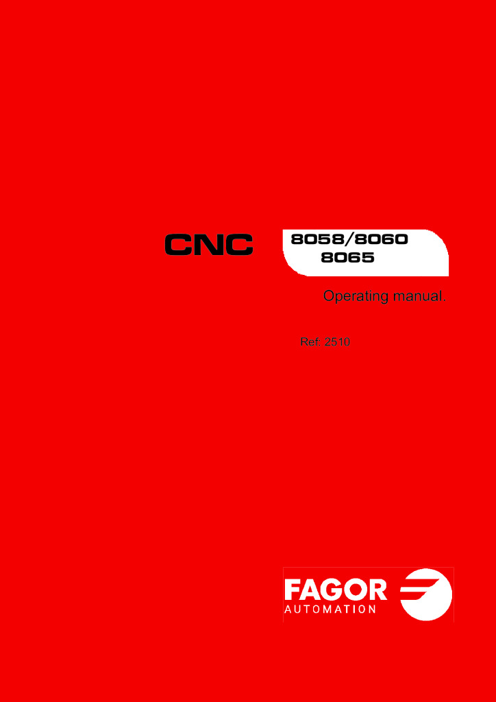 CNC 8058/8060/8065 Operating manual.