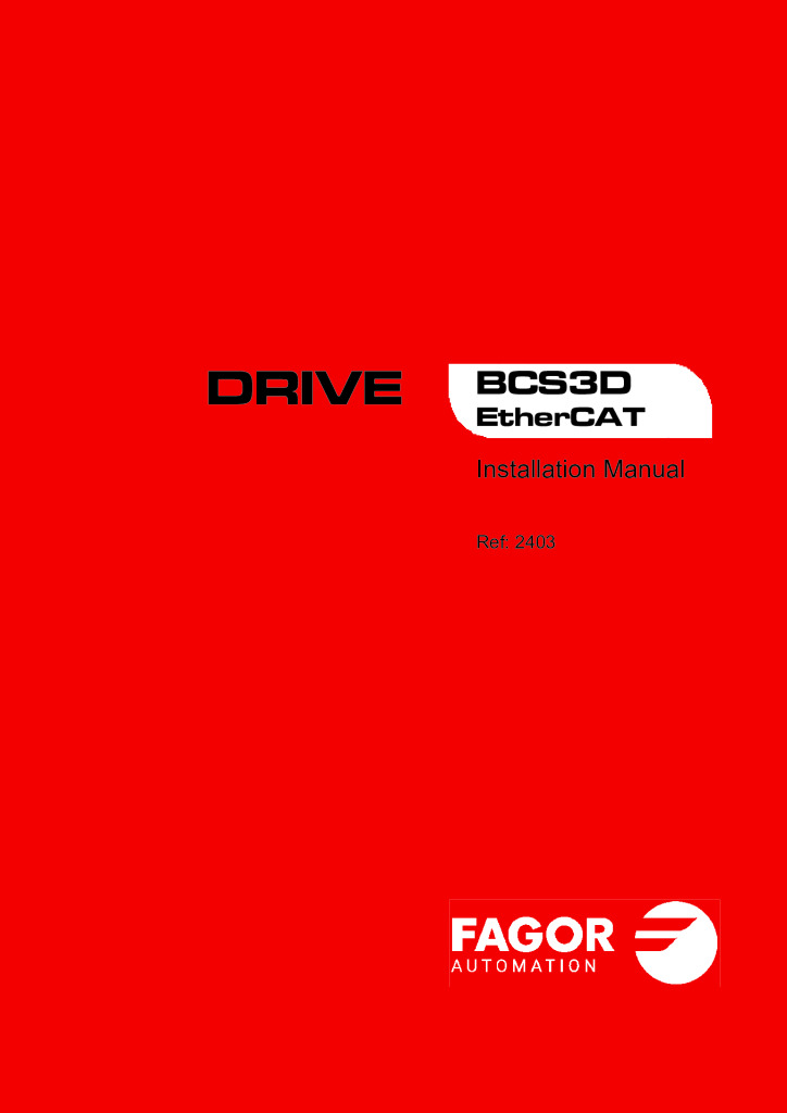 DRIVE. BCS3D EtherCAT. Installation Manual
