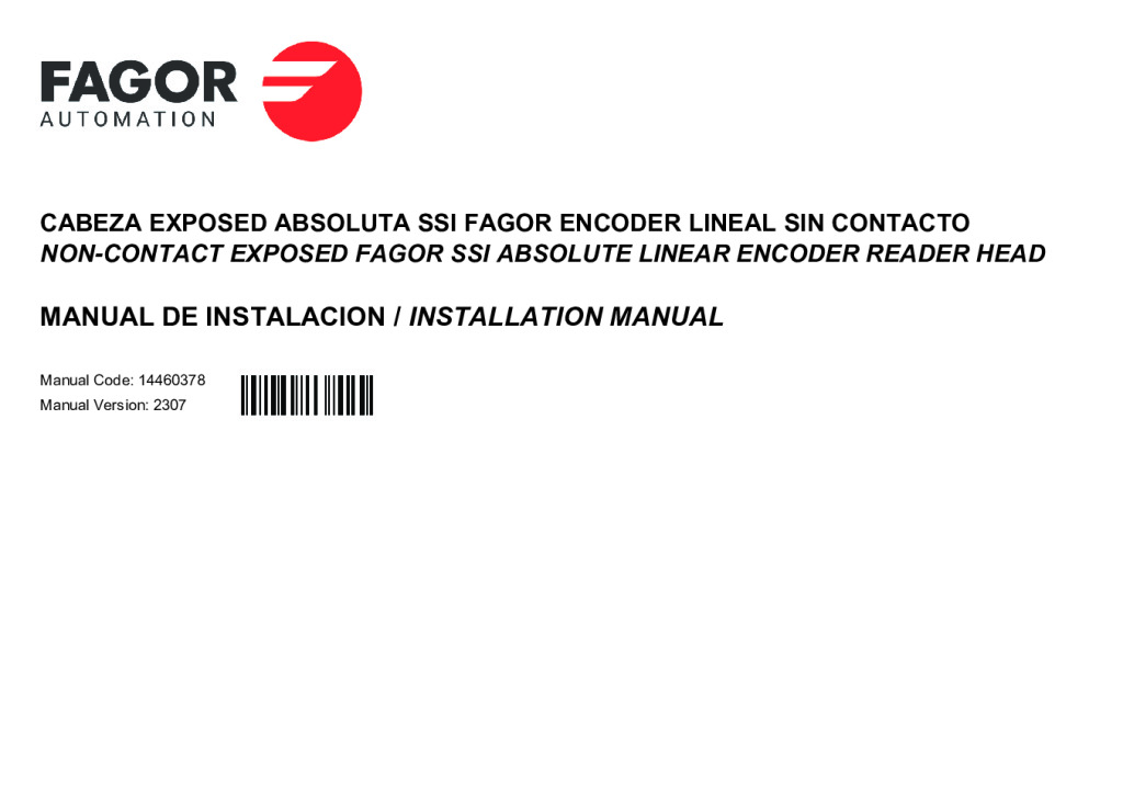 Portada: Non-contact absolute open linear encoder-SSI (Fagor) read head protocol
